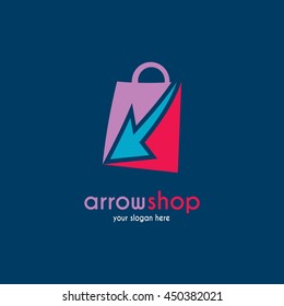 Arrow Shop logo Design Template. Vector Illustration.