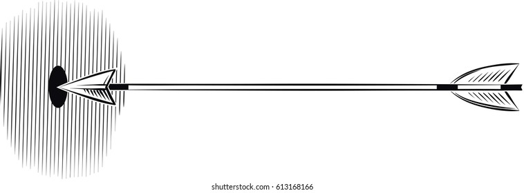 Arrow shot, it hits a target.