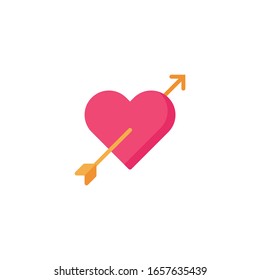 Arrow shot through heart. Vector graphics. Cupid.