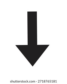 Flecha que se muestra en la parte inferior. Icono de Vector de flecha. Flecha negra sobre un fondo blanco 