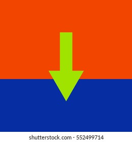 Arrow showing to the bottom. Vector icon.