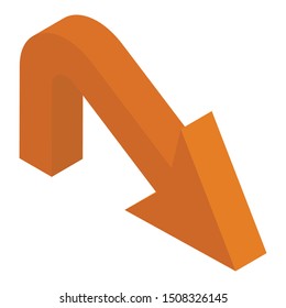 
Arrow showing curved down position for road navigation 
