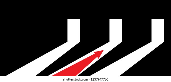 Arrow showing the direction. Make your choice. Choose the door. Choose the direction. Choose the way. Vector illustration.