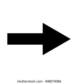 Arrow showing to the right. Arrow vector icon. Black arrow on a white background.