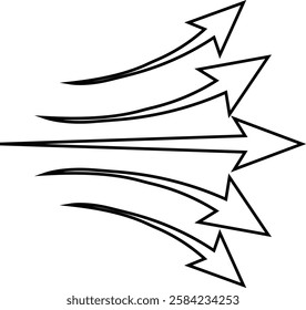 arrow showing wind air flow isolated on transparent background, air direction signs, cold fresh stream from air conditioner direction. air movement. Wind direction arrows. used for mobile apps.