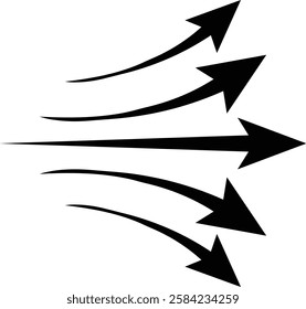 arrow showing wind air flow isolated on transparent background, air direction signs, cold fresh stream from air conditioner direction. air movement. Wind direction arrows. used for mobile apps.