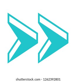 Arrow sign 3D icon navigation button three dimensional pointer symbol created in flat style.This design graphic element is saved as a vector illustration in the EPS file format.