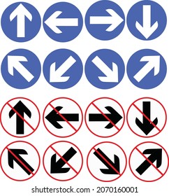 Arrow sign with allowed or not allowed pass