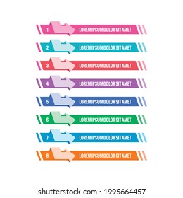 arrow sign banner template. horizontal banner set. eight steps banner set