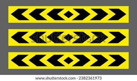 ARROW SIGN, BLACK ARROW VEHICLE SIGN VECTOR ILLUSTRATION, REFLECTIVE SIGN - ARROW PATTERN STICKER , BACK SIDE VEHICLE SIGN ISOLATED