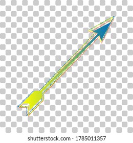 Arrow sign. Blue to green gradient Icon with Four Roughen Contours on stylish transparent Background. Illustration.