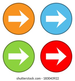 Arrow sign buttons set on white background
