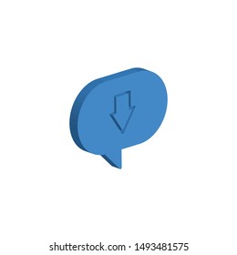 Arrow Sign With Chat Bubble Isometric Icon Isolated On White Background. 3D Speech Bubble Symbol Modern, Simple, Vector, Icon For Website Design, Mobile App, UI. Vector Illustration