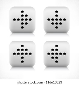 Arrow sign digital display black dot. Stone web button gray rounded square shape icon with black shadow and gray reflection on white background. This vector illustration created and saved in 8 eps