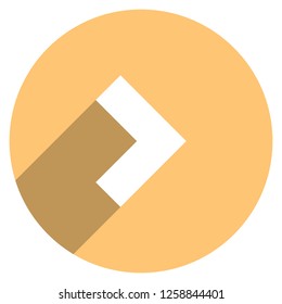 Arrow sign direction icon in circular shape. Web internet button with flat long shadow style. This design graphic element is saved as a vector illustration in the EPS file format.