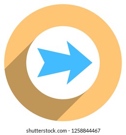 Arrow sign direction icon in circular shape. Web internet button with flat long shadow style. This design graphic element is saved as a vector illustration in the EPS file format.