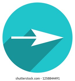 Arrow sign direction icon in circular shape. Web internet button with flat long shadow style. This design graphic element is saved as a vector illustration in the EPS file format.