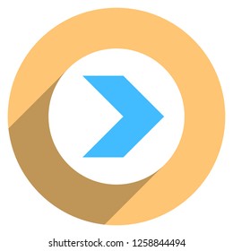Arrow sign direction icon in circular shape. Web internet button with flat long shadow style. This design graphic element is saved as a vector illustration in the EPS file format.