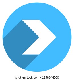 Arrow sign direction icon in circular shape. Flat web internet button with long shadow. This design graphic element is saved as a vector illustration in the EPS file format.