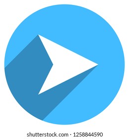 Arrow sign direction icon in circular shape. Web internet button with flat long shadow style. This design graphic element is saved as a vector illustration in the EPS file format.