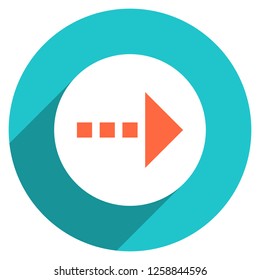 Arrow sign direction icon in circular shape. Web internet button with flat long shadow style. This design graphic element is saved as a vector illustration in the EPS file format.