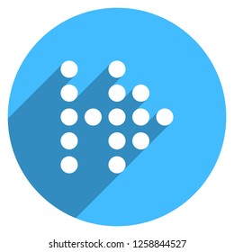 Arrow sign dotted icon LED digital display. Round web internet button with flat long shadow style.This design graphic element is saved as a vector illustration in the EPS file format.