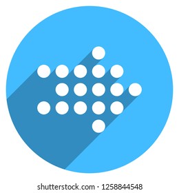 Arrow sign dotted icon LED digital display. Round web internet button with flat long shadow style.This design graphic element is saved as a vector illustration in the EPS file format.