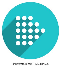 Arrow sign dotted icon LED digital display. Round web internet button with flat long shadow style.This design graphic element is saved as a vector illustration in the EPS file format.