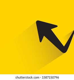 up arrow sign with drop shadow in yellow background