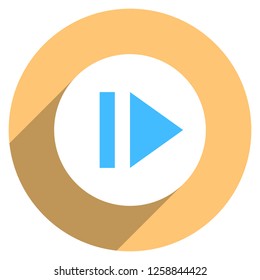 Arrow sign eject icon in circular shape. Multimedia audio video movie interface button in flat long shadow style. This design graphic element is saved as a vector illustration in the EPS file format