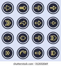 Arrow sign flat icon set. Simple internet button. Contemporary modern style. vector illustration web design elements.