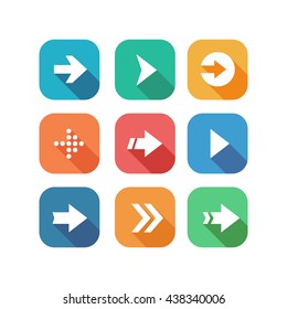 Arrow sign Flat icon set