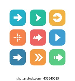 Arrow sign Flat icon set