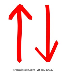 Arrow sign. Hand-drawn red arrows, isolated on a white background.