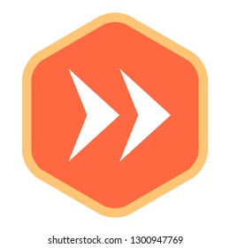 Arrow sign hexagon icon in thin line style. Color shape isolated on white background. The graphic element for design saved as a vector illustration in the EPS file format.