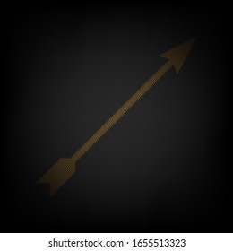 Arrow sign. Icon as grid of small orange light bulb in darkness. Illustration.