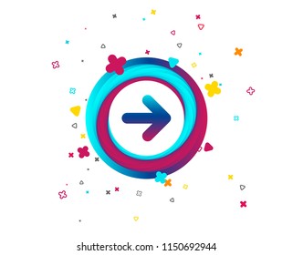 Arrow sign icon. Next button. Navigation symbol. Colorful button with icon. Geometric elements. Vector
