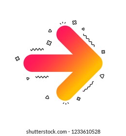 Arrow sign icon. Next button. Navigation symbol. Colorful geometric shapes. Gradient arrow icon design.  Vector