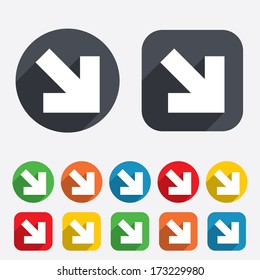 Arrow sign icon. Next button. Navigation symbol. Circles and rounded squares 12 buttons. Vector