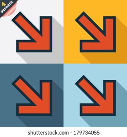 Arrow sign icon. Next button. Navigation symbol. Four squares. Colored Flat design buttons. Vector
