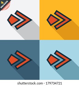 Arrow sign icon. Next button. Navigation symbol. Four squares. Colored Flat design buttons. Vector