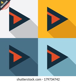 Arrow sign icon. Next button. Navigation symbol. Four squares. Colored Flat design buttons. Vector