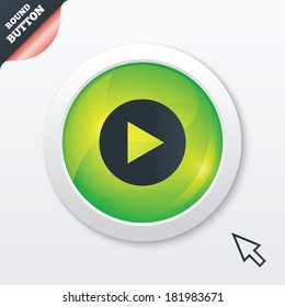 Arrow sign icon. Next button. Navigation symbol. Green shiny button. Modern UI website button with mouse cursor pointer. Vector