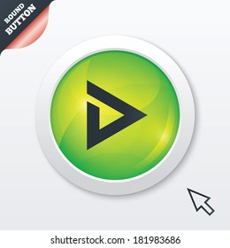 Arrow sign icon. Next button. Navigation symbol. Green shiny button. Modern UI website button with mouse cursor pointer. Vector