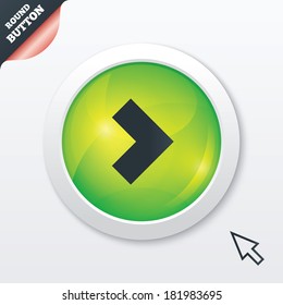 Arrow sign icon. Next button. Navigation symbol. Green shiny button. Modern UI website button with mouse cursor pointer. Vector