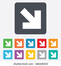 Arrow sign icon. Next button. Navigation symbol. Rounded squares 11 buttons. Vector