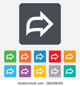 Arrow sign icon. Next button. Navigation symbol. Rounded squares 11 buttons. Vector