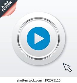 Arrow sign icon. Next button. Navigation symbol. White button with metallic line. Modern UI website button with mouse cursor pointer. Vector