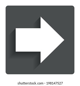 Arrow sign icon. Next button. Navigation symbol. Gray flat button with shadow. Modern UI website navigation. Vector