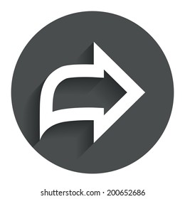 Arrow sign icon. Next button. Navigation symbol. Circle flat button with shadow. Modern UI website navigation. Vector